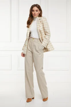 Holland Cooper Double Breasted Blazer Camel Houndstooth