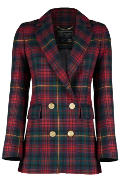 Holland Cooper Double Breasted Blazer Logan Tartan Clearance