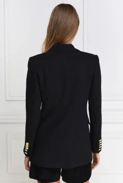 Holland Cooper Double Breasted Blazer Black Linen Sale