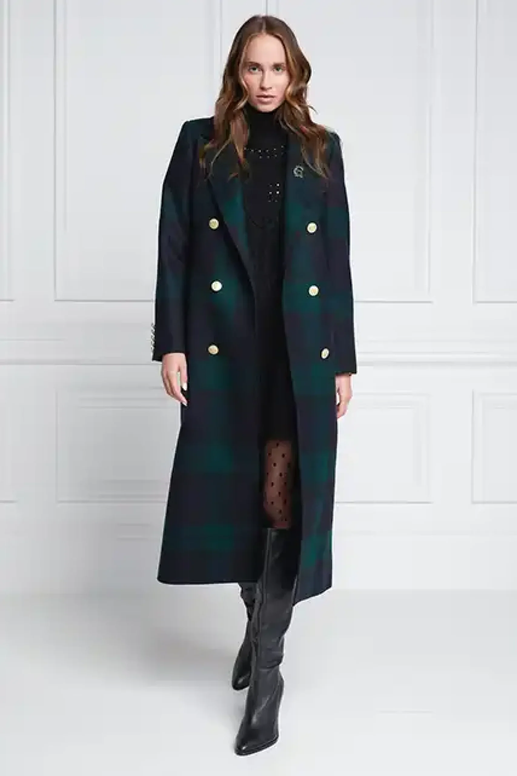 Holland Cooper Double Breasted Coat Blackwatch Best