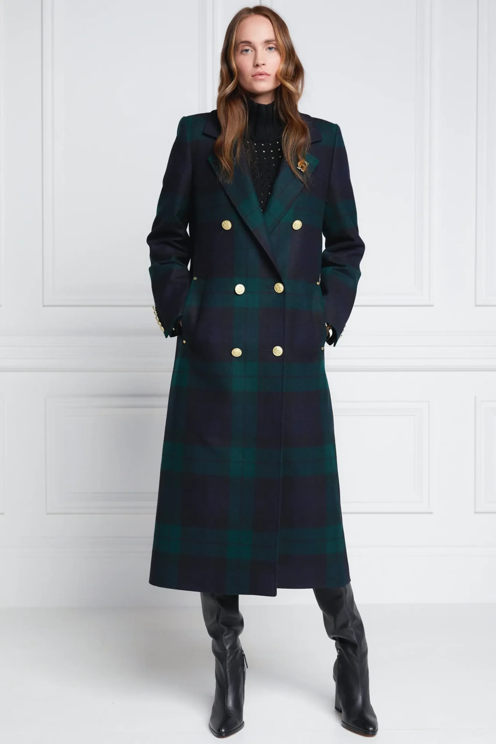 Holland Cooper Double Breasted Coat Blackwatch Best