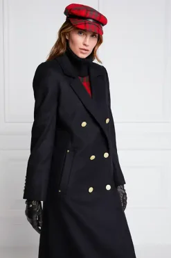 Holland Cooper Double Breasted Coat Soft Black Online