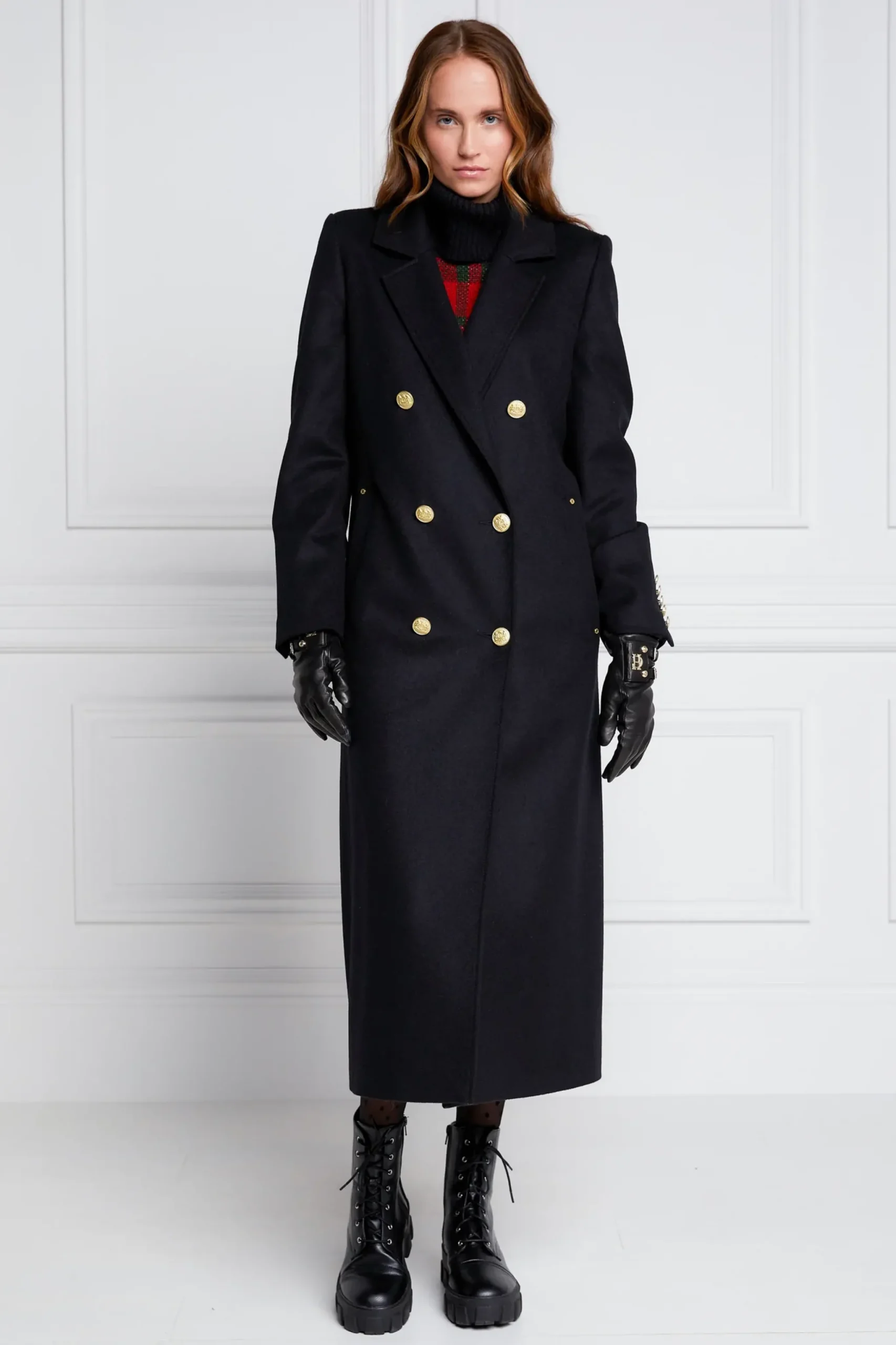 Holland Cooper Double Breasted Coat Soft Black Online