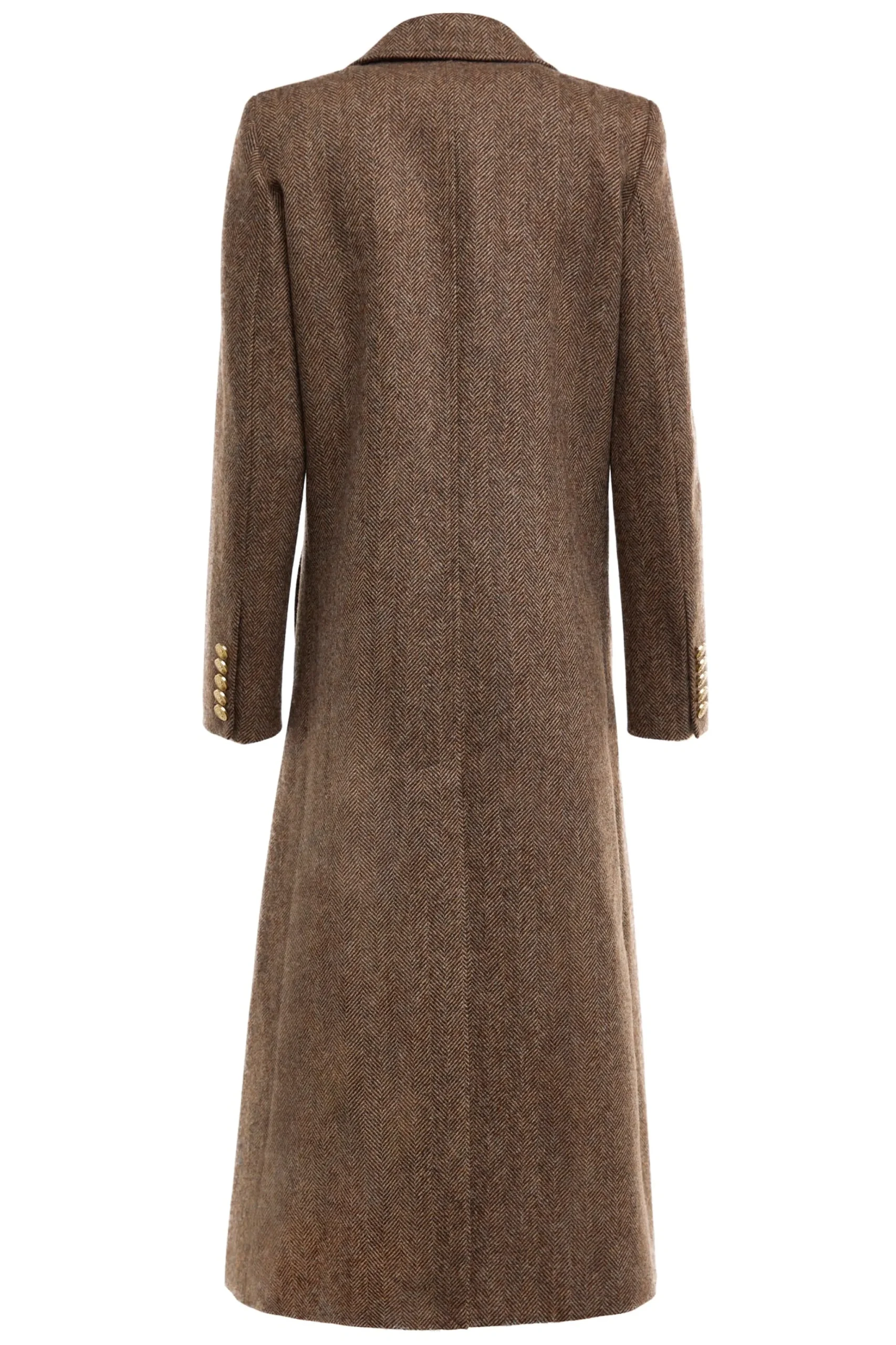 Holland Cooper Double Breasted Coat Large Scale Brown Herringbone Hot