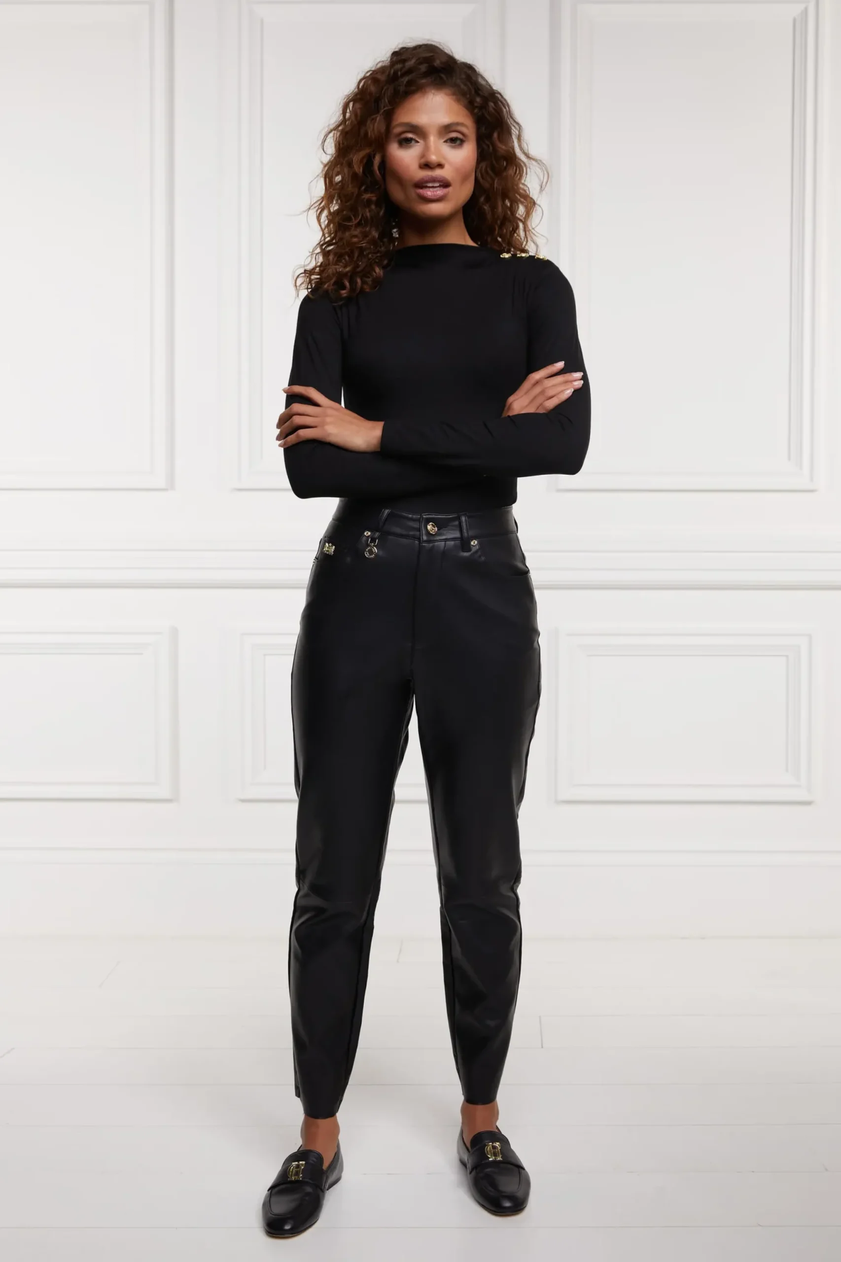 Holland Cooper Dunwick Faux Leather Pant Black Hot