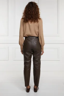 Holland Cooper Dunwick Faux Leather Pant Tobacco New