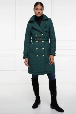 Holland Cooper Enstone Quilted Trench Coat Emerald Sale
