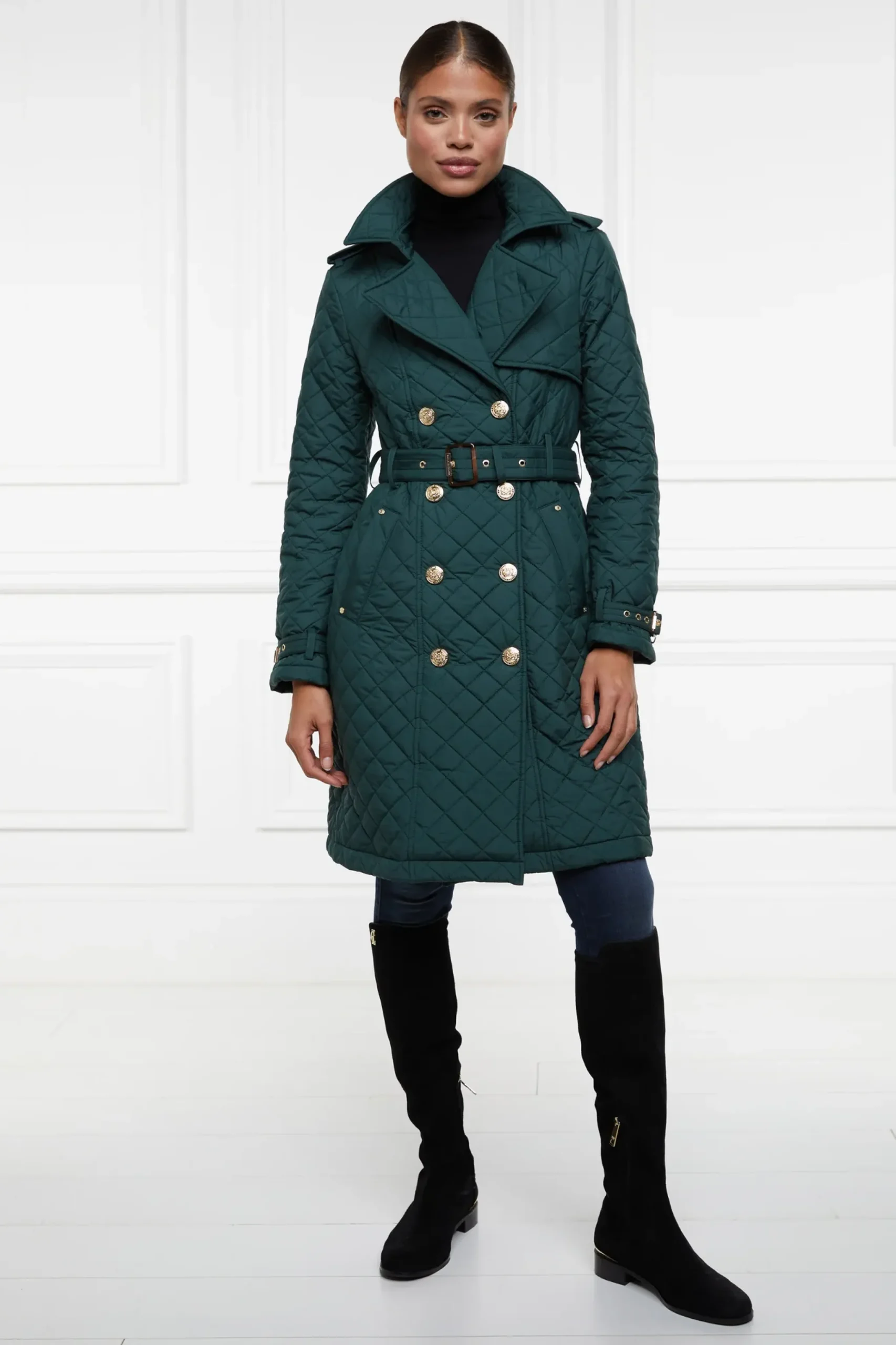 Holland Cooper Enstone Quilted Trench Coat Emerald Sale