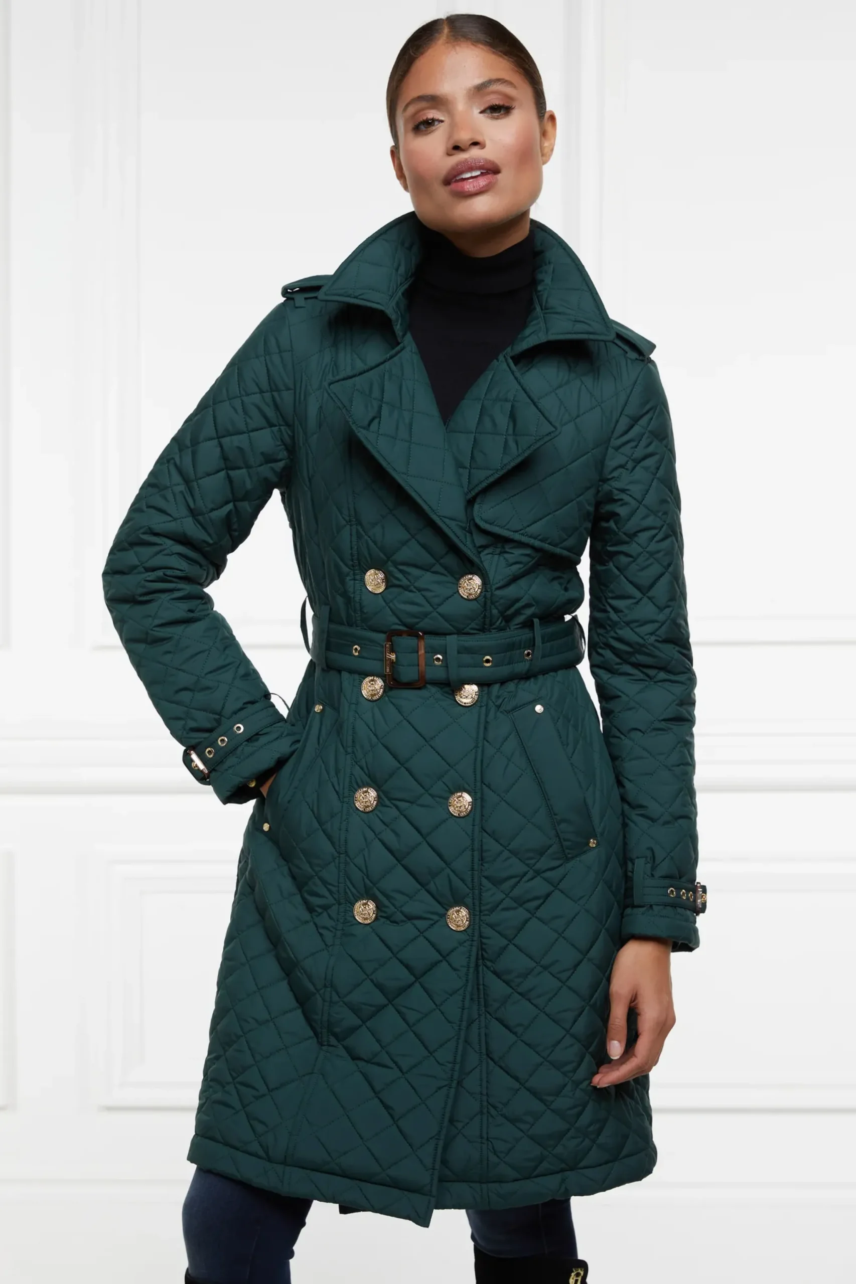 Holland Cooper Enstone Quilted Trench Coat Emerald Sale