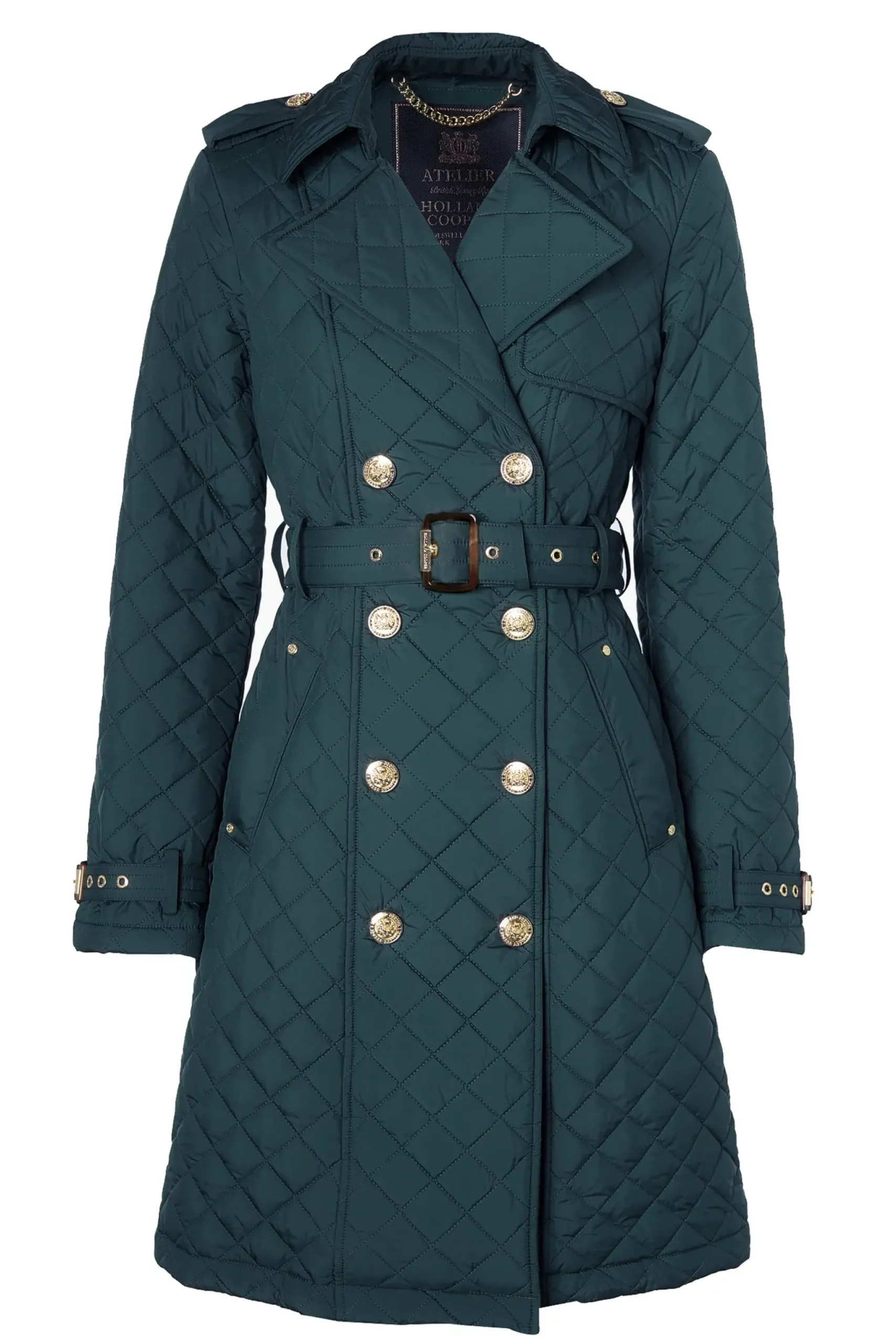 Holland Cooper Enstone Quilted Trench Coat Emerald Sale