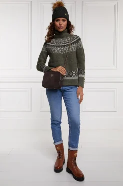 Holland Cooper Fairisle Knit Khaki New