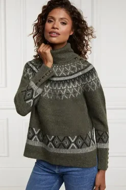 Holland Cooper Fairisle Knit Khaki New
