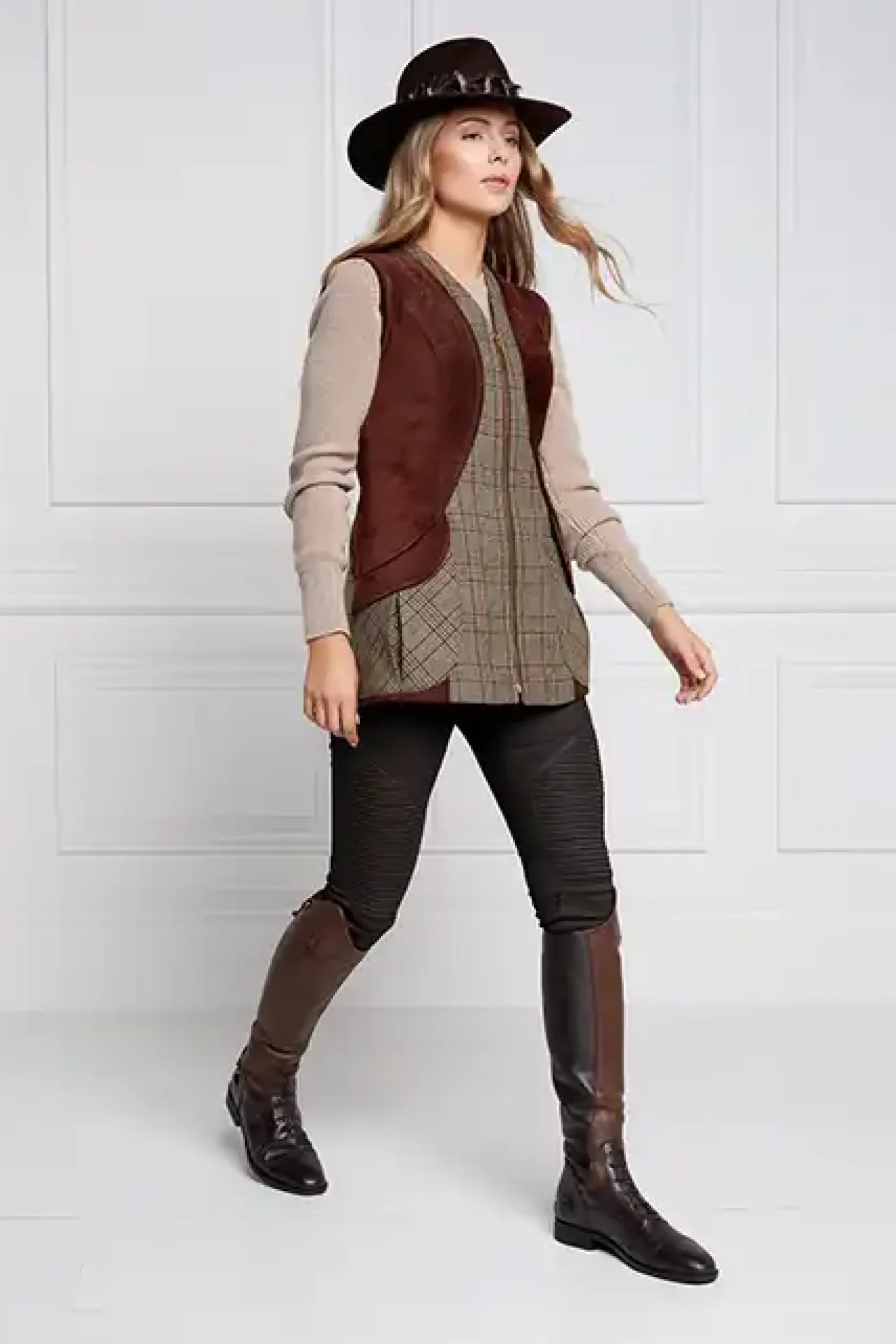 Holland Cooper Field Vest Bourbon Tweed Clearance