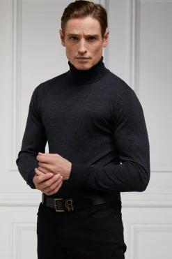 Holland Cooper Fine Roll Neck Knit Charcoal
