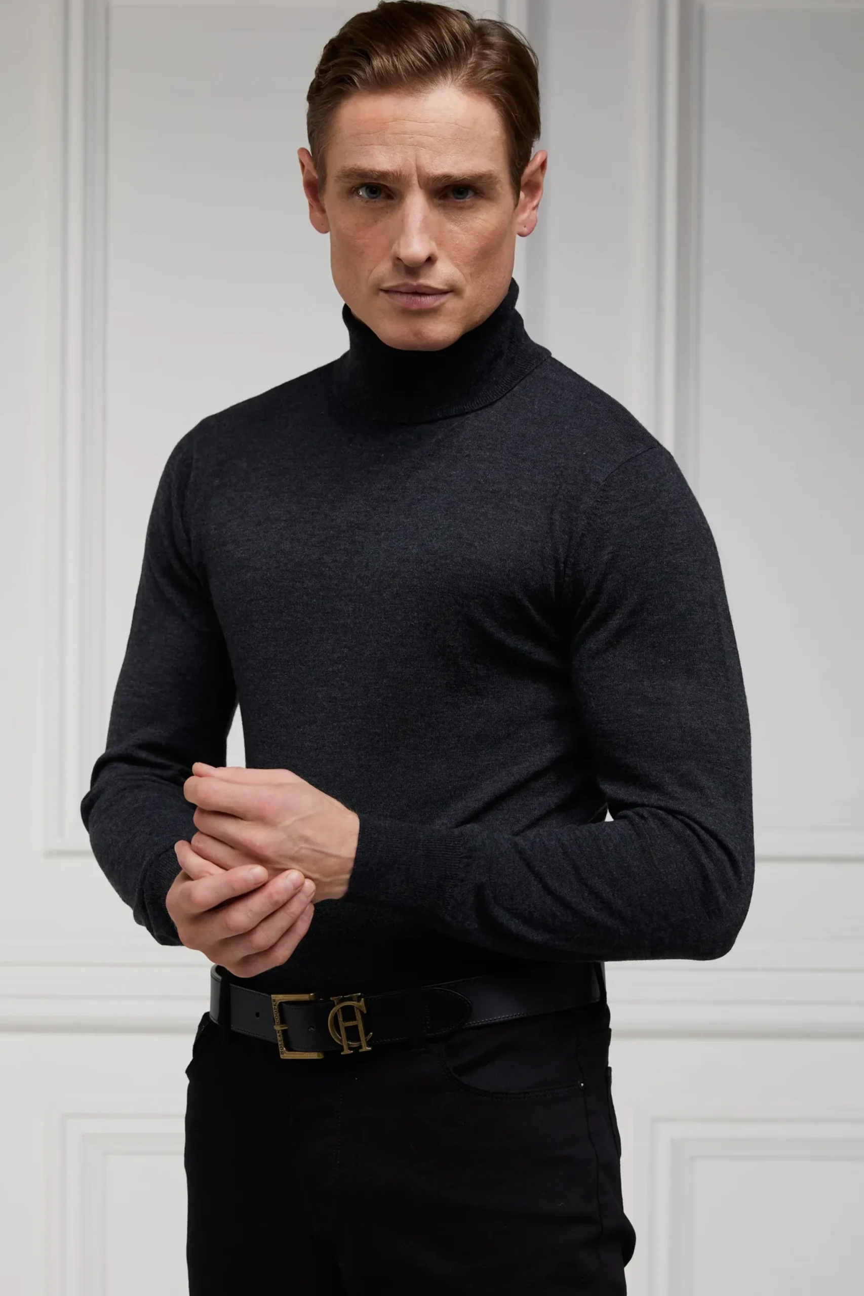 Holland Cooper Fine Roll Neck Knit Charcoal