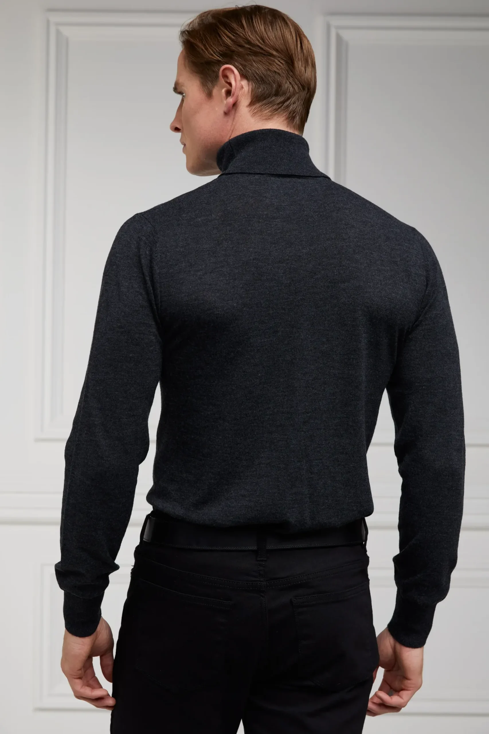 Holland Cooper Fine Roll Neck Knit Charcoal