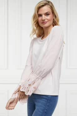 Holland Cooper Francesca Jersey Blouse Palest Pink Online