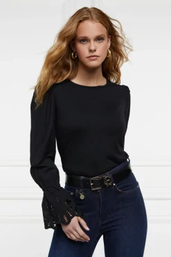 Holland Cooper Francesca Jersey Blouse Black Outlet