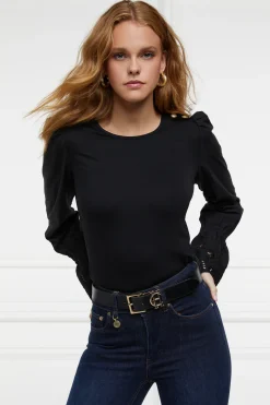 Holland Cooper Francesca Jersey Blouse Black Outlet