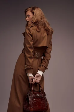 Holland Cooper Full Length Chelsea Trench Coat Dark Camel Hot