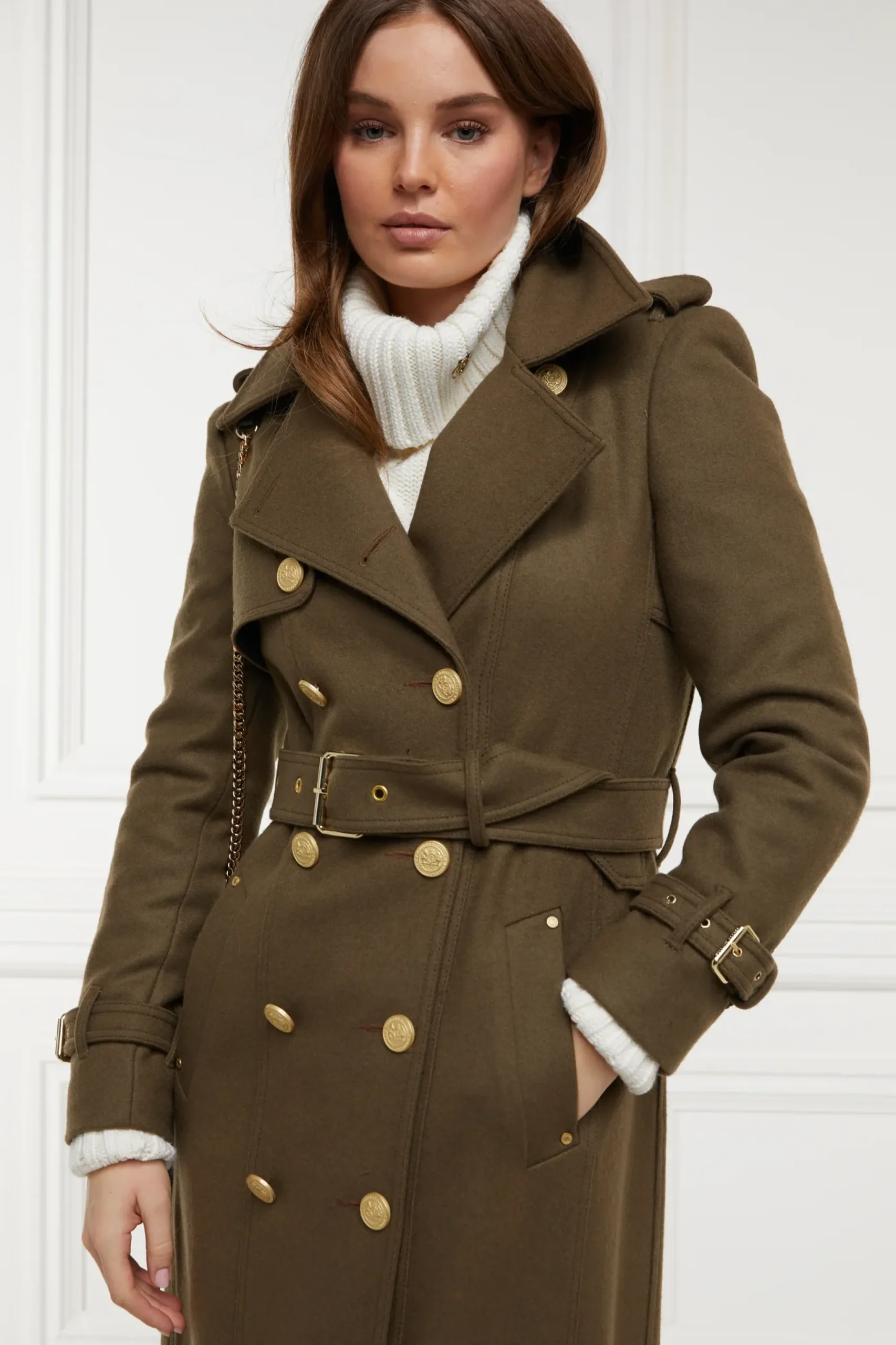 Holland Cooper Full Length Chelsea Trench Coat Khaki Online