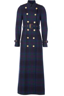 Holland Cooper Full Length Marlborough Trench Coat Heather Tartan Online