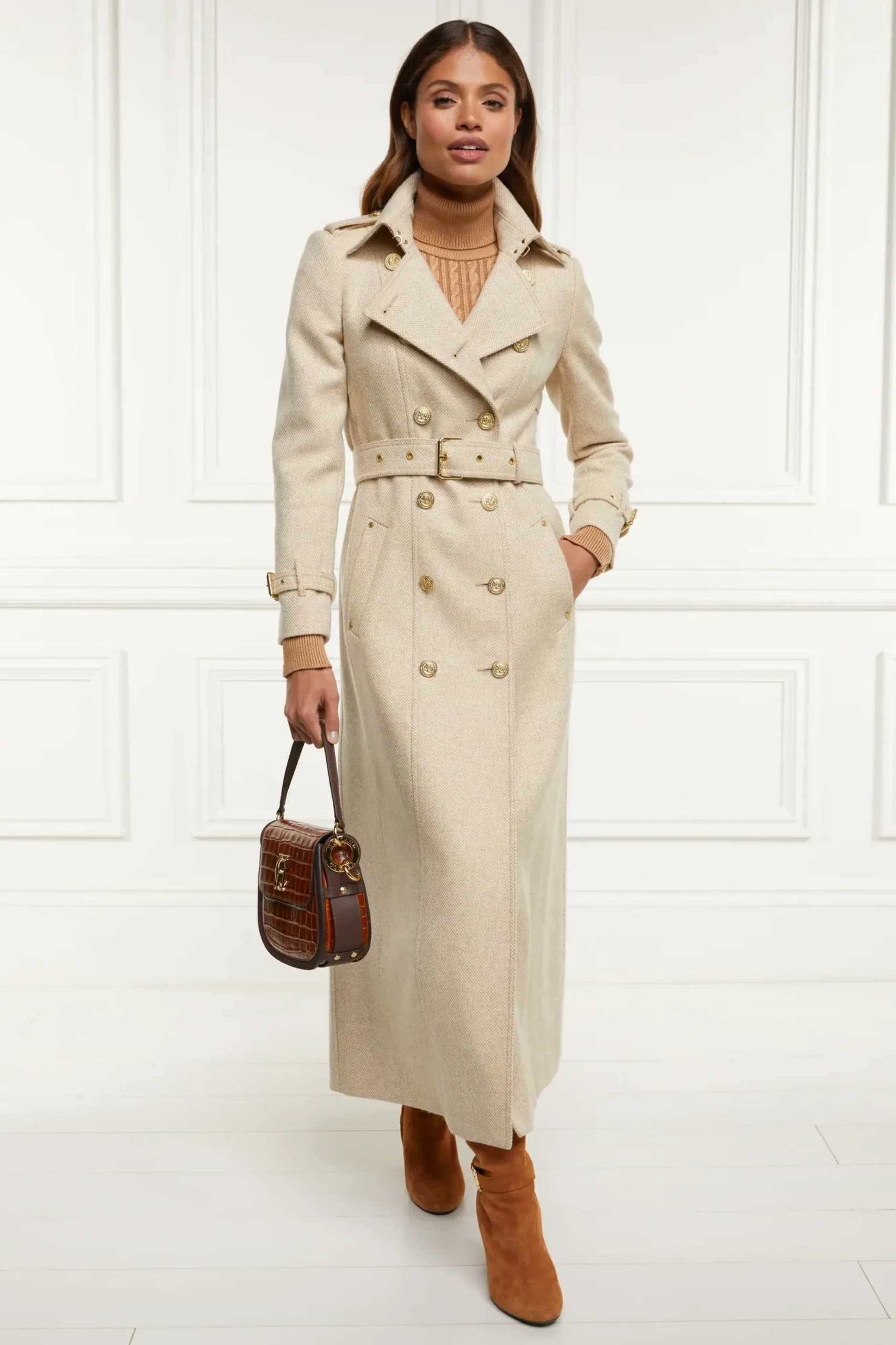 Holland Cooper Full Length Marlborough Trench Coat Biscuit Clearance