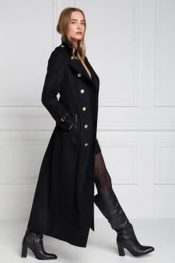 Holland Cooper Full Length Marlborough Trench Coat Soft Black New