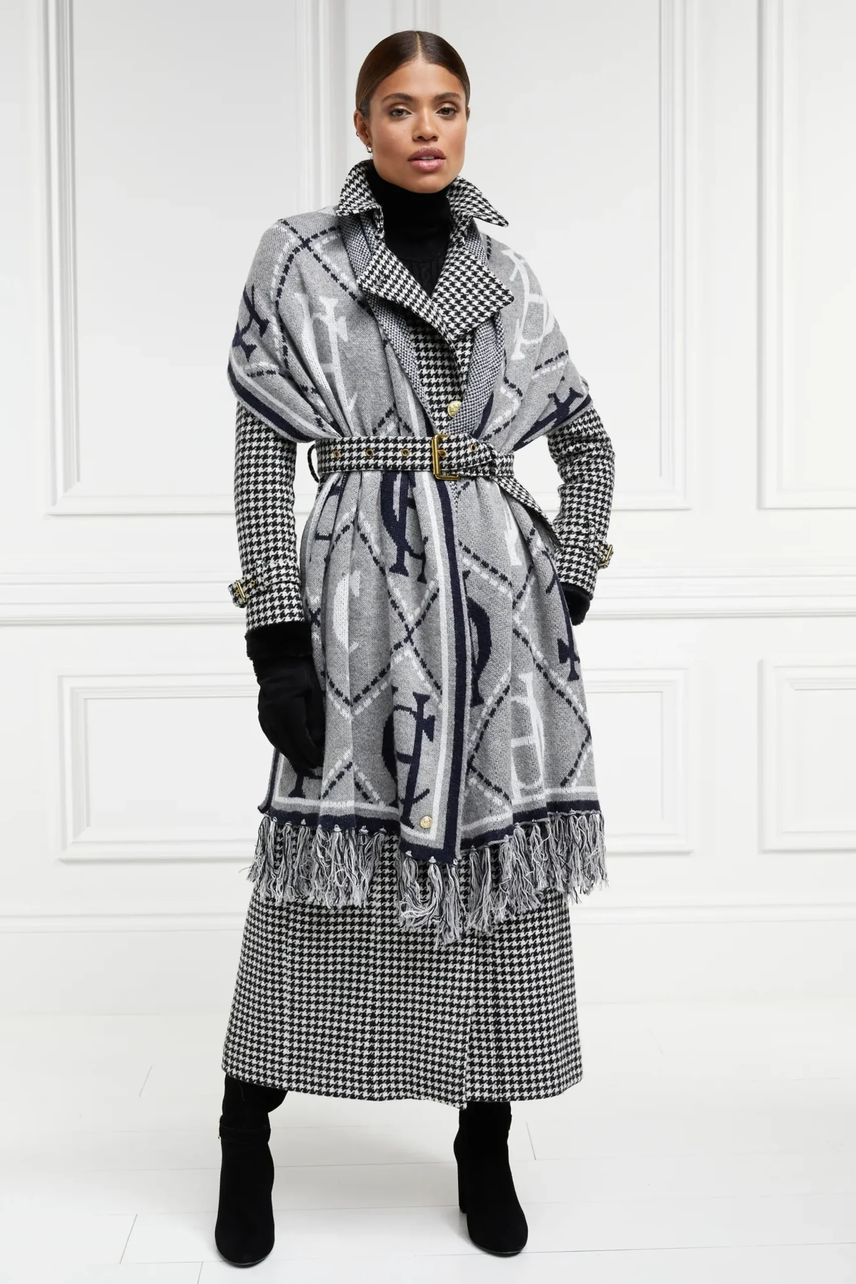 Holland Cooper Full Length Marlborough Trench Coat Houndstooth Sale