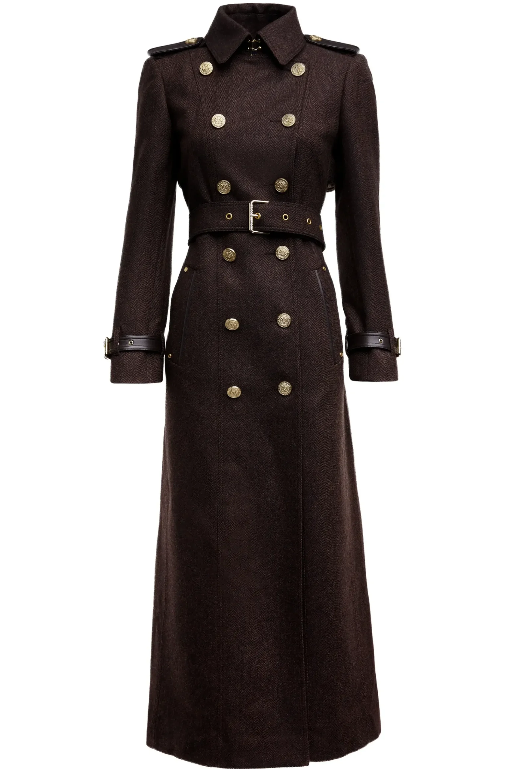 Holland Cooper Full Length Marlborough Trench Coat Chocolate Herringbone New