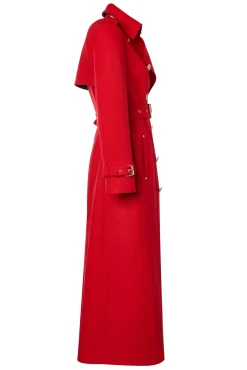 Holland Cooper Full Length Marlborough Trench Coat Red Barathea Outlet