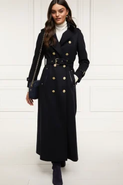 Holland Cooper Full Length Marlborough Trench Coat Soft Navy Hot