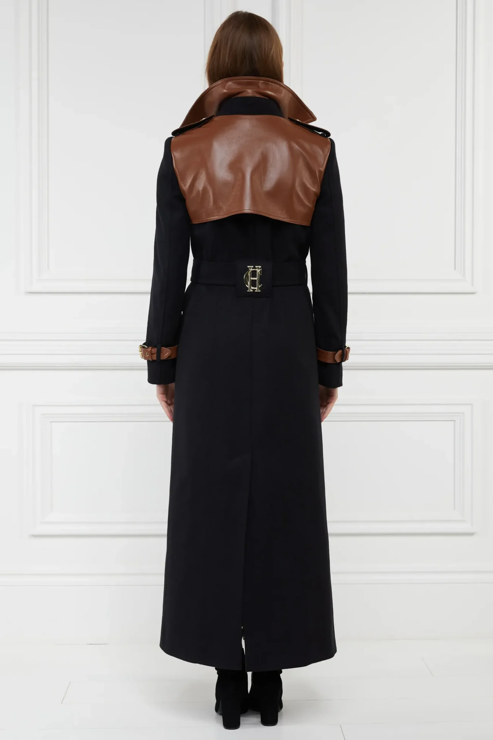 Holland Cooper Full Length Marlborough Trench Coat Soft Black Tan Online