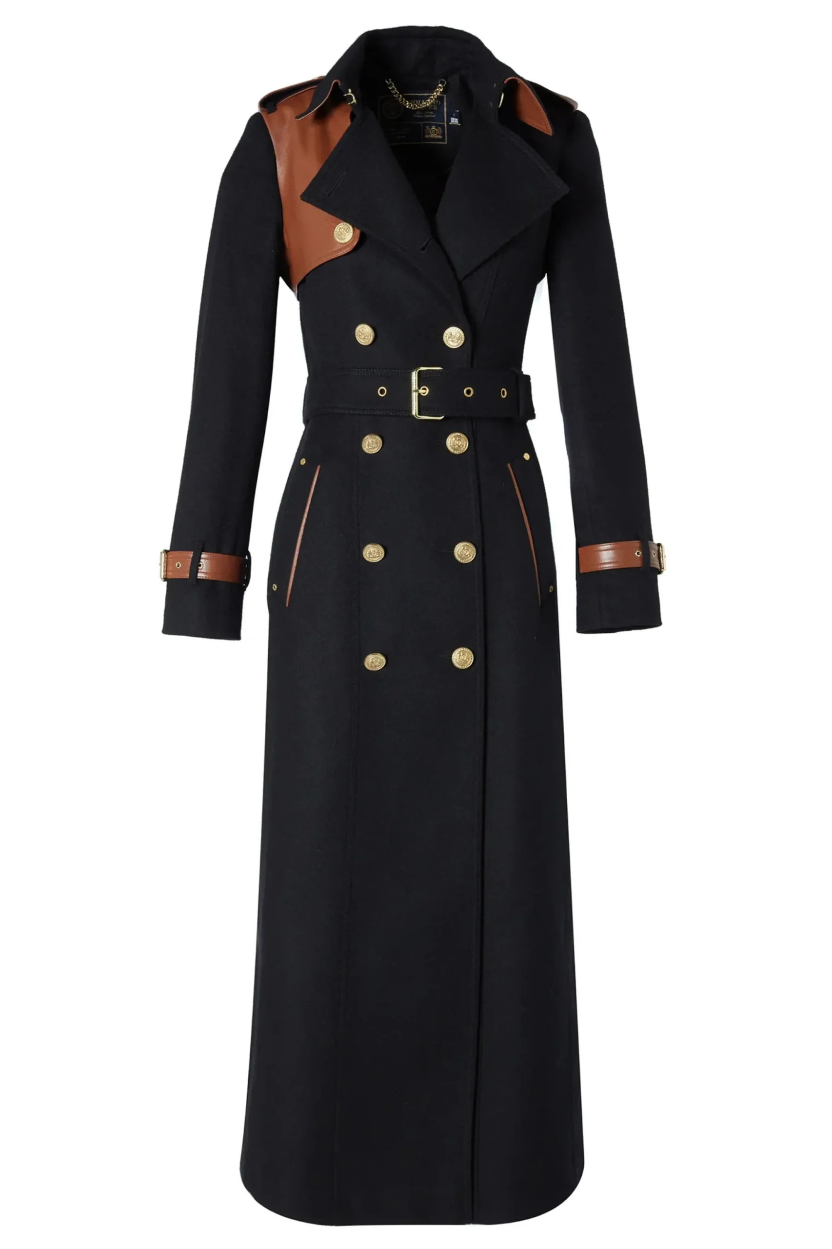 Holland Cooper Full Length Marlborough Trench Coat Soft Black Tan Online
