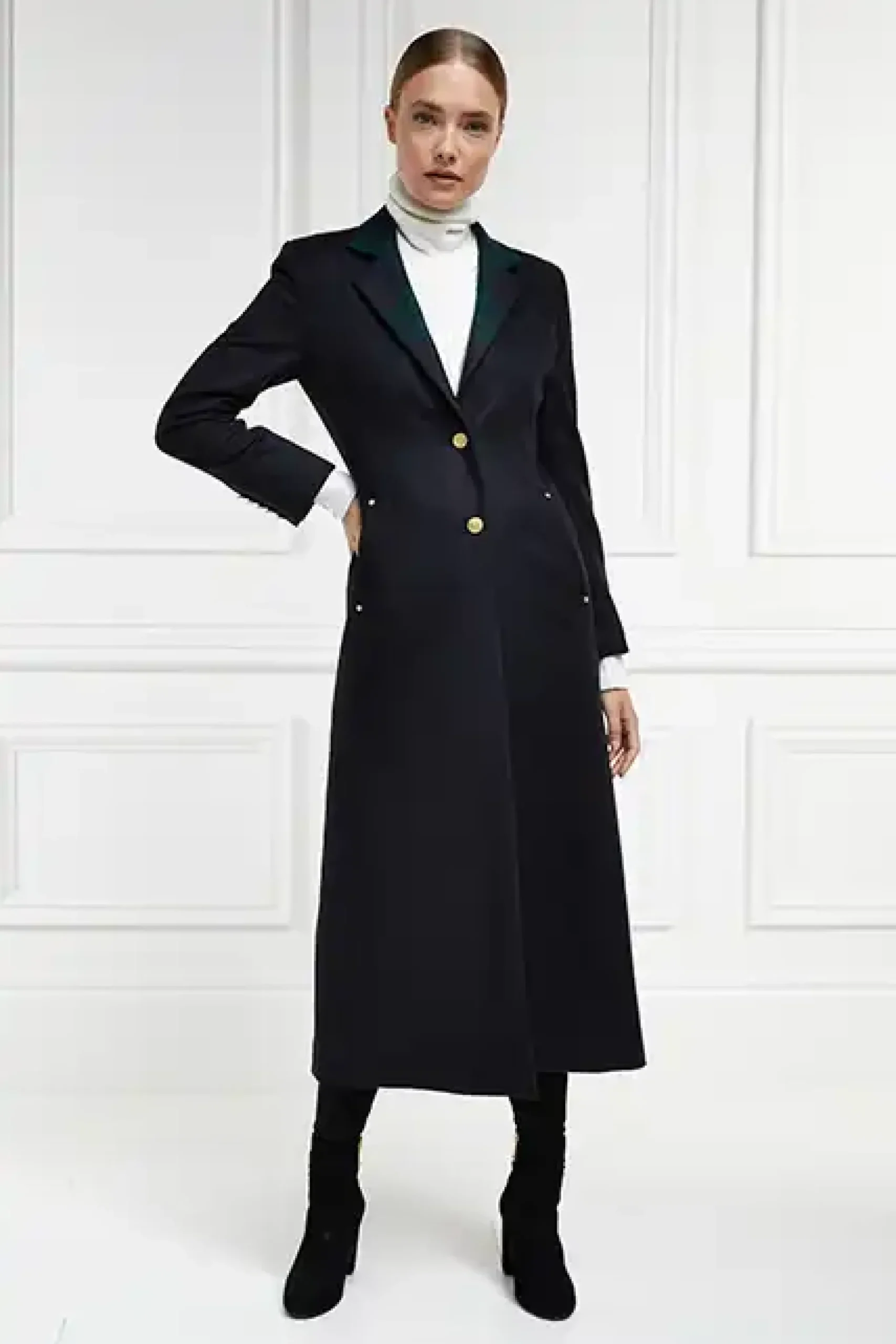 Holland Cooper Full Length Regency Coat Soft Navy Blackwatch Clearance