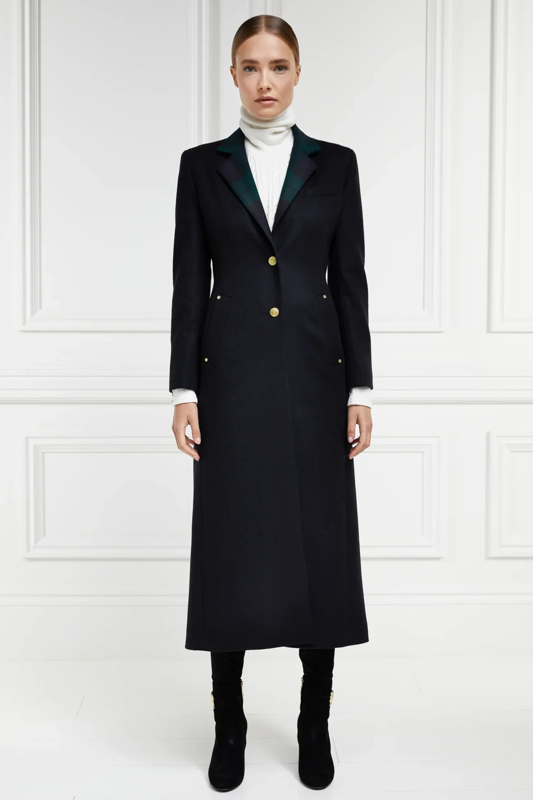 Holland Cooper Full Length Regency Coat Soft Navy Blackwatch Clearance