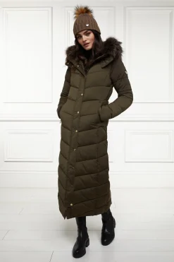 Holland Cooper Glacier Full Length Puffer Khaki New