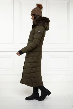 Holland Cooper Glacier Full Length Puffer Khaki New