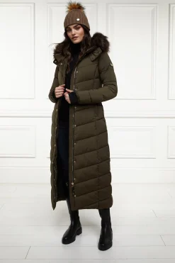 Holland Cooper Glacier Full Length Puffer Khaki New