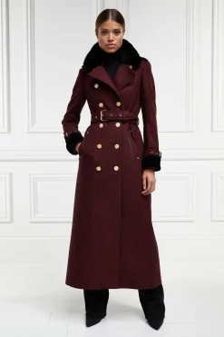Holland Cooper Gold Label Trench Deep Red Houndstooth Online