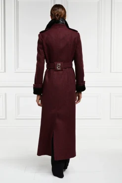 Holland Cooper Gold Label Trench Deep Red Houndstooth Online