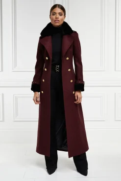 Holland Cooper Gold Label Trench Deep Red Houndstooth Online