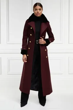 Holland Cooper Gold Label Trench Deep Red Houndstooth Online