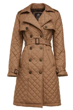 Holland Cooper Grayson Quilted Trench Coat Coffee Discount