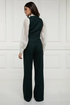Holland Cooper Hampton Waistcoat Emerald Houndstooth Discount