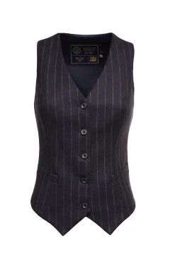 Holland Cooper Hampton Waistcoat Navy Chalk Pin Stripe Discount