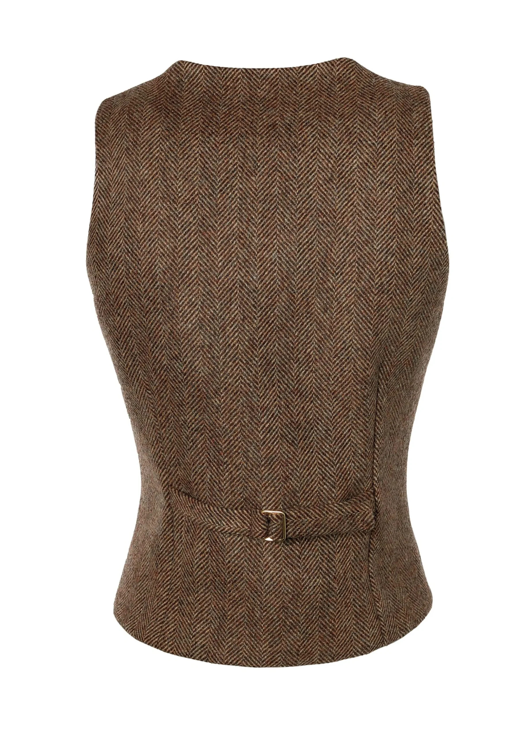 Holland Cooper Hampton Waistcoat Large Scale Brown Herringbone New