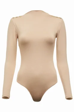 Holland Cooper Harper Long Sleeve Bodysuit Light Camel Clearance