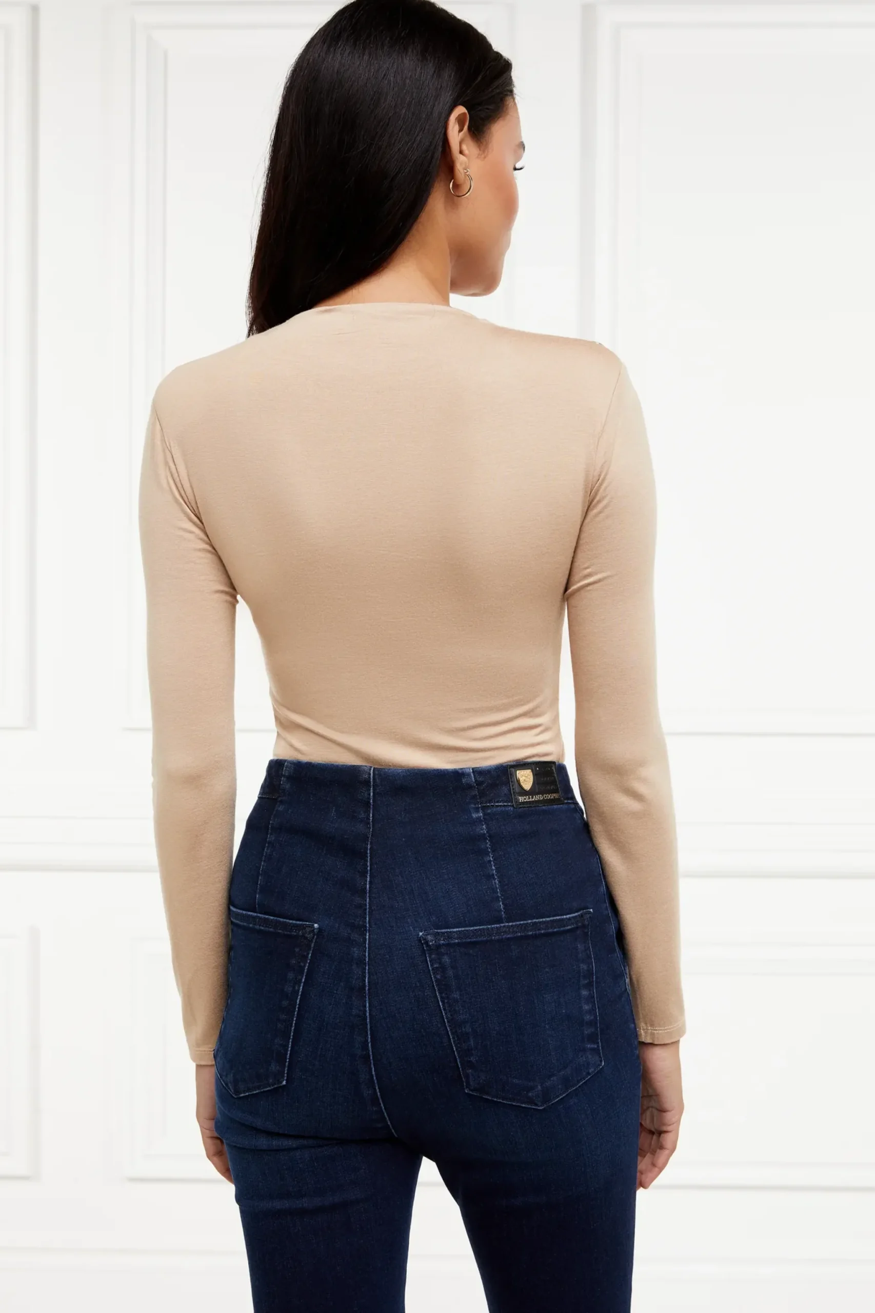 Holland Cooper Harper Long Sleeve Bodysuit Light Camel Clearance