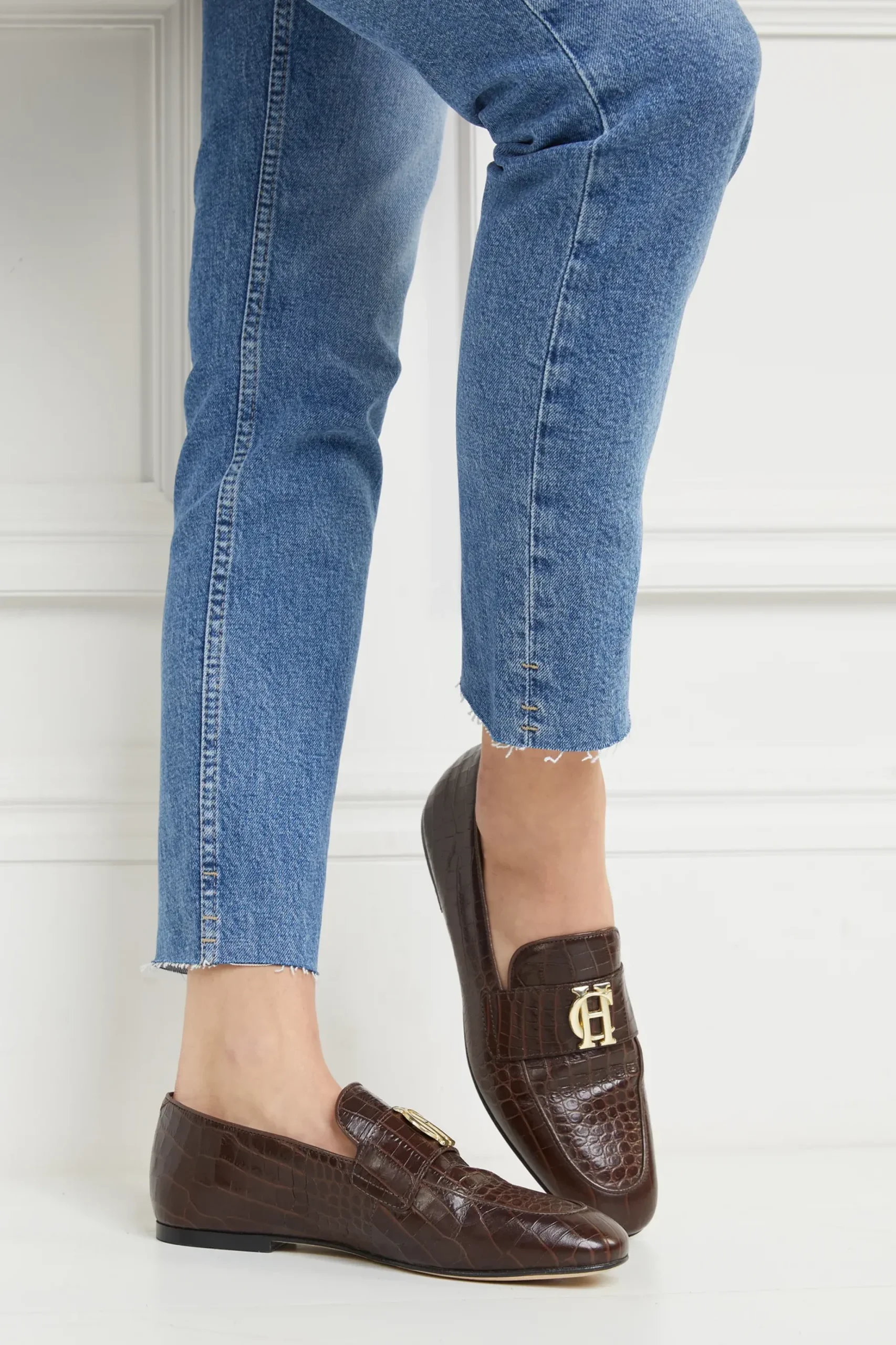 Holland Cooper Harvard Loafer Chocolate Croc Sale